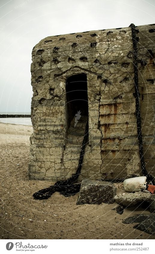 DENMARK - XXXIX Environment Nature Landscape Water Sky Clouds Horizon Bad weather Fog Rain Coast Beach North Sea Deserted Ruin Manmade structures Building