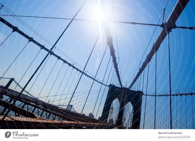 brooklyn bridge Vacation & Travel Tourism Far-off places Sightseeing City trip Cloudless sky Beautiful weather Town Skyline Bridge Tourist Attraction Landmark