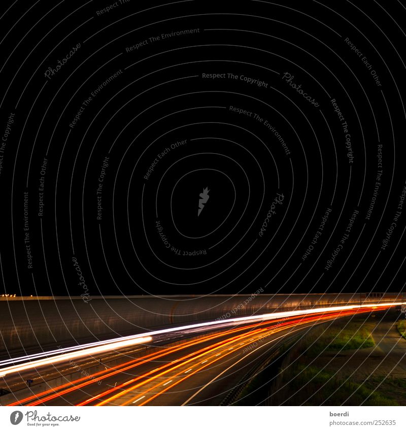 night Transport Street Highway Line Illuminate Lighting Strip of light Night shot Traffic infrastructure Exterior shot Long exposure Deep depth of field