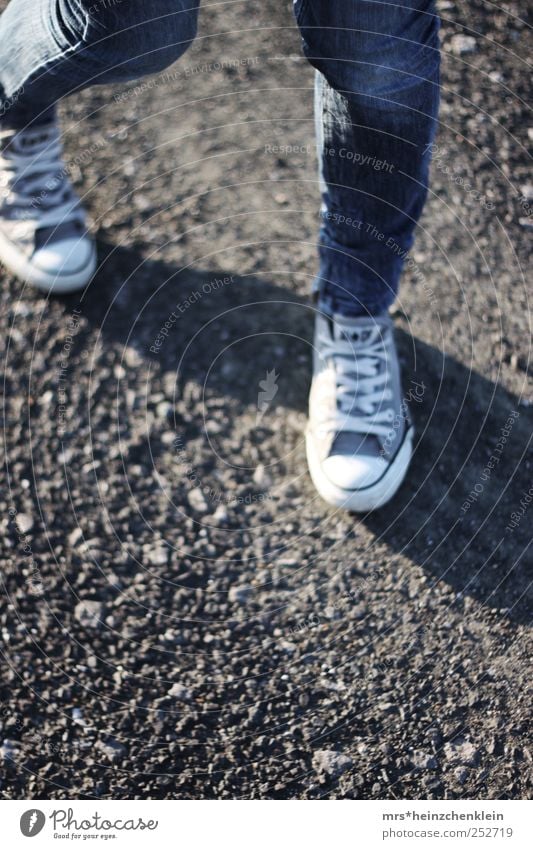 Autumn walk Human being Legs 1 Earth Jeans Footwear Chucks Movement Rotate Blue Brown White Running Walking Distorted Trouser leg Haste Fashion Sequence