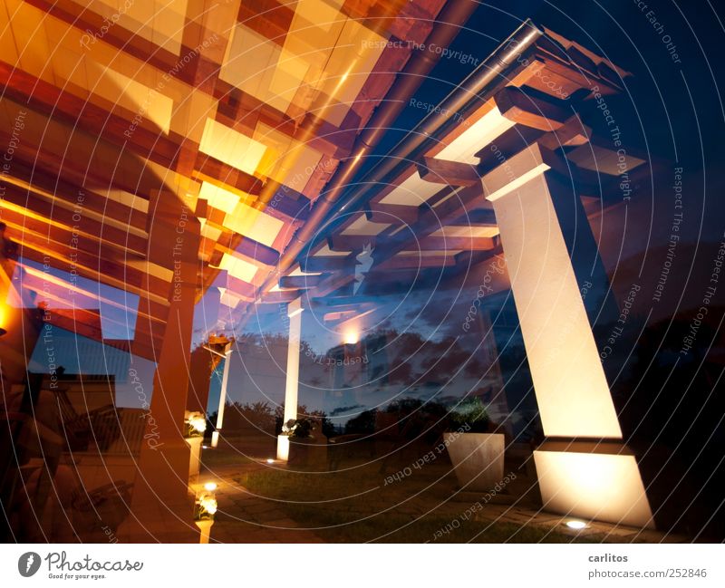 summer night Night sky Summer Architecture Roof Eaves Esthetic Roof beams Column Capital of a pillar bovedillas Light Floodlight Under Flare Double exposure