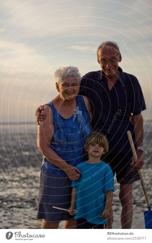 Family holiday - Grandma - Grandpa - Grandchild in the mud flats Vacation & Travel Summer Summer vacation Human being Masculine Feminine Child Boy (child) Woman