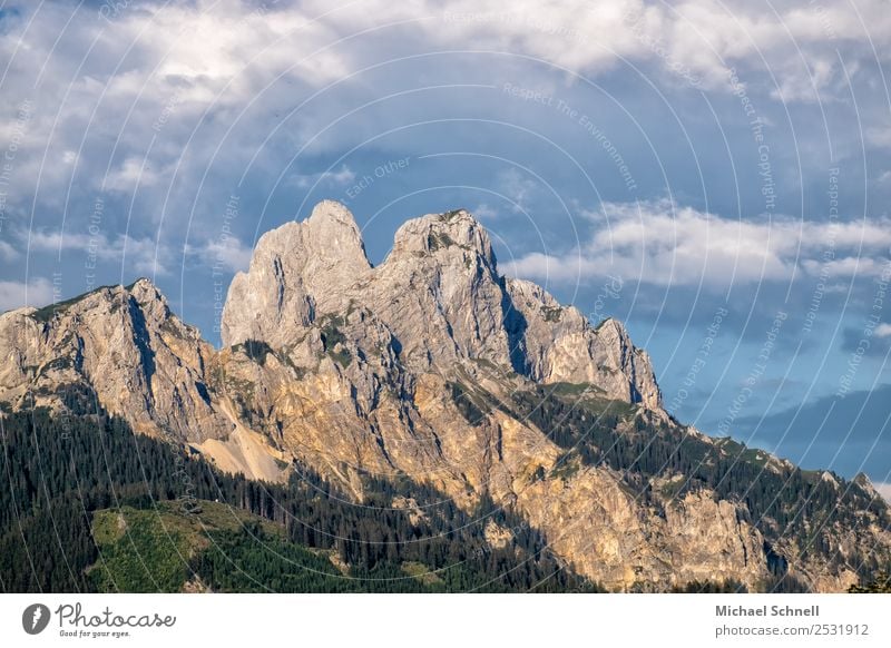 mountain tops Environment Nature Landscape Sky Clouds Rock Alps Mountain Tannheimer Valley Gigantic Large Uniqueness Natural Above Blue Gray Power Willpower