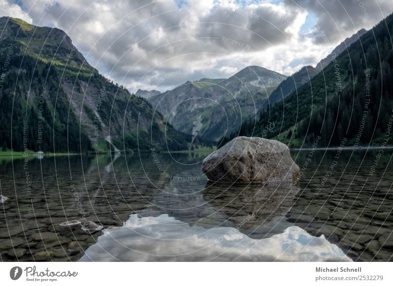 Vilsalpsee (Tyrol, Austria) Environment Nature Landscape Water Sky Clouds Summer Lakeside Vils alp lake Esthetic Simple Firm Wet Natural Power