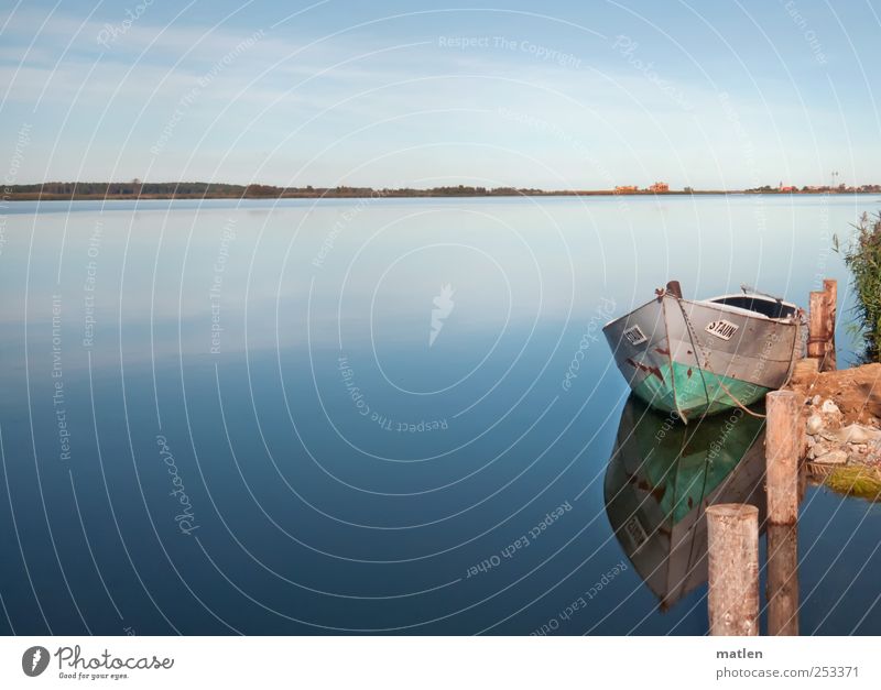 The Staun Landscape Water Sky Clouds Horizon Autumn Beautiful weather Coast Baltic Sea Ruin Fishing boat Wood Rust Blue Brown Green Loneliness Contentment