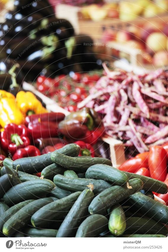 Choice. Food Esthetic Fruit Vegetable Greengrocer Fruit- or Vegetable stall Healthy Markets Marketplace Market stall Market day Fresh Cucumber Pepper Aubergine