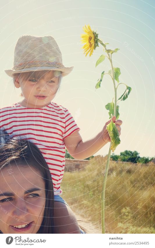 Mom and daughter enjoying a sunny day Lifestyle Style Joy Wellness Well-being Senses Human being Feminine Young woman Youth (Young adults) Mother Adults