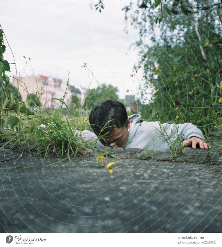 underground II Masculine Young man Youth (Young adults) Man Adults 1 Human being 18 - 30 years Environment Nature Plant Grass Industrial plant Ruin Stone