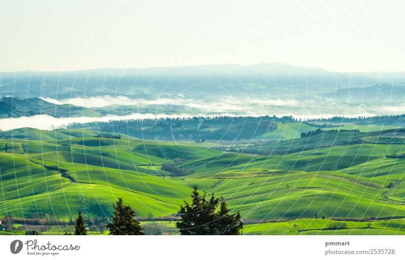 countryside cultivated with fog rising in the morning sunlight Vacation & Travel Tourism Summer Winter House (Residential Structure) Nature Landscape Sky Autumn