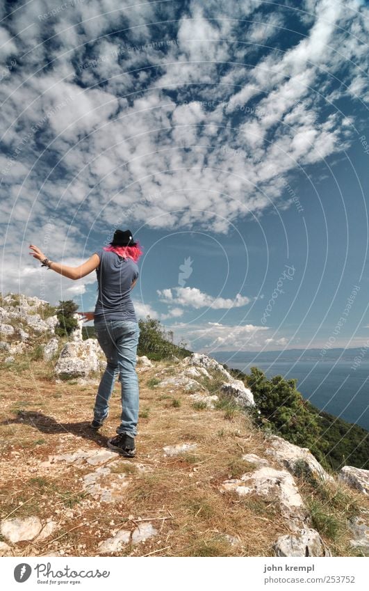 Dance the Apocalypso Feminine Young woman Youth (Young adults) Hair and hairstyles 1 Human being Nature Sky Coast Ocean Cliff Croatia Cool (slang) Happiness