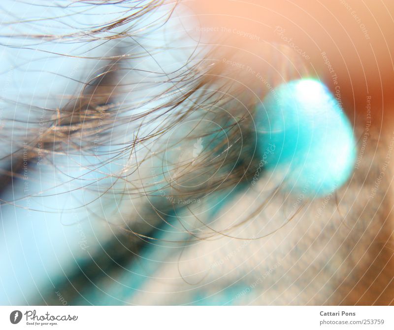 behind my neck Androgynous Brunette Hang Glittering Blue Hair and hairstyles Stone Blur Shallow depth of field Soft Smooth Invisible Light Reflection