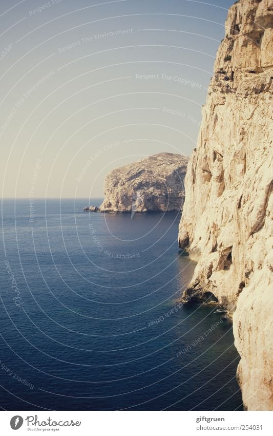 ENDLESS BLUE Environment Nature Landscape Elements Water Sky Cloudless sky Summer Beautiful weather Rock Coast Ocean Island Blue Land Feature Sea water Sardinia