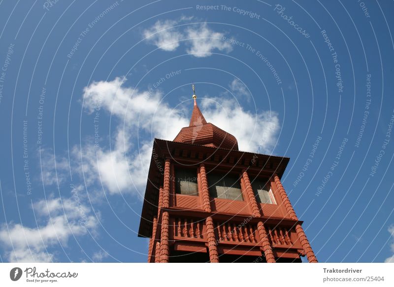 Church in the sky Wood Red Ornate Ancient Scandinavia Architecture Religion and faith Floor cloth Sweden