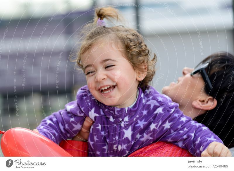 Beautiful woman and her cute little daughter having fun. Lifestyle Joy Happy Playing Child Woman Adults Parents Mother Family & Relations Infancy 2 Human being