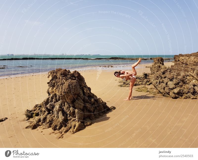 Mother and little daughter having fun on the beach Lifestyle Joy Happy Beautiful Playing Vacation & Travel Summer Sun Beach Ocean Child Human being Feminine