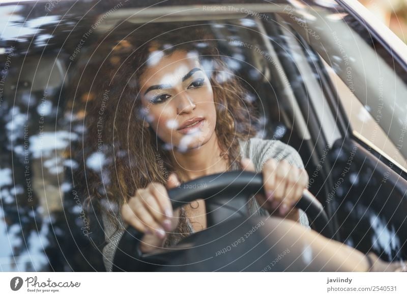 Beautiful young Arab woman driving a nice white car Lifestyle Hair and hairstyles Face Vacation & Travel Trip Human being Feminine Young woman