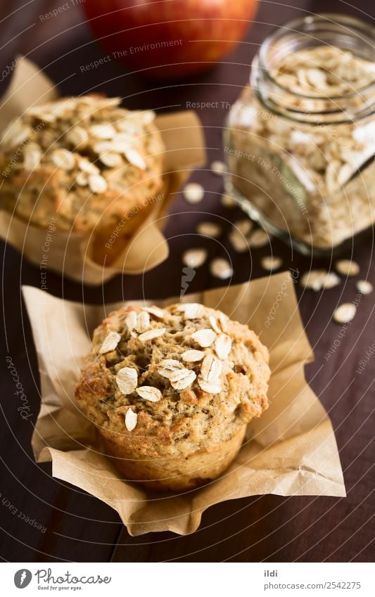 Apple and Oatmeal Muffin Bread Dessert Breakfast Fresh food Baking oatmeal grain Cereal Home-made Baked goods cake sweet Snack healthy seasonal fall American