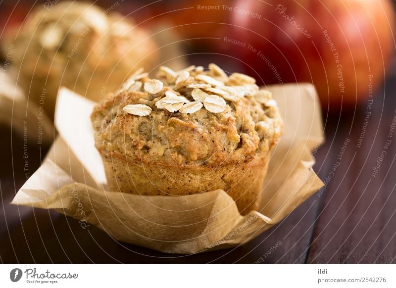 Apple and Oatmeal Muffin Bread Dessert Breakfast Fresh food Baking oatmeal grain Cereal Home-made Baked goods cake sweet Snack healthy seasonal fall American