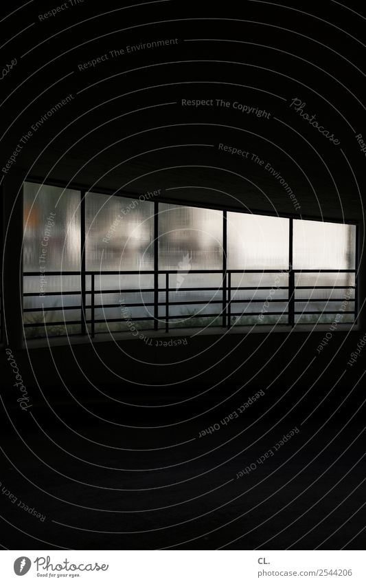 in the multi-storey car park Deserted Parking garage Building Architecture Wall (barrier) Wall (building) Window Dark Creepy Black Fear Claustrophobia Dangerous