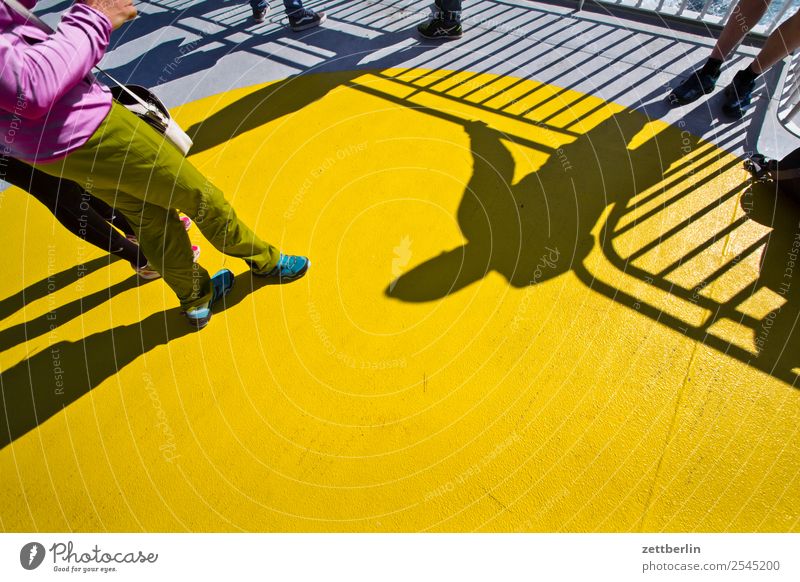 sun deck Vacation & Travel Ferry Maritime Ocean Crossing Travel photography Watercraft Navigation Scandinavia Copy Space Sun Light Shadow Human being Legs Stand