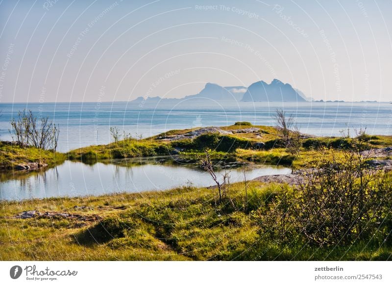 View from Å to Nordland and Sørland Arctic Ocean Europe Rock Vacation & Travel Far-off places Fog Haze Sky Heaven Horizon Island Landscape Lofotes Maritime