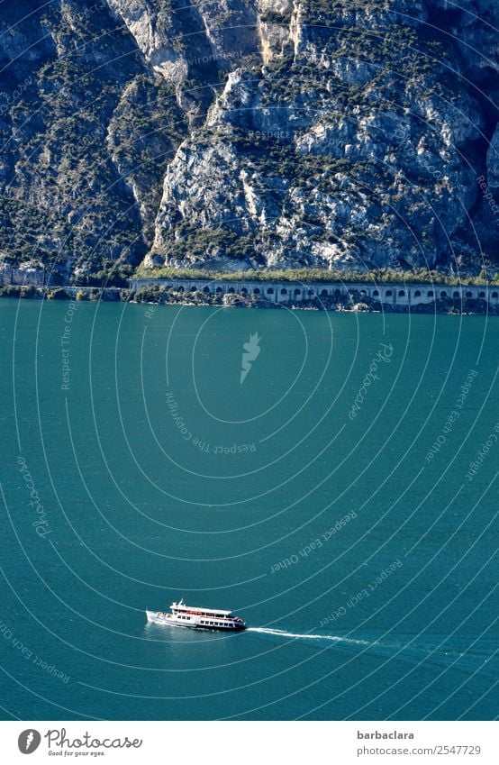 stony | Lake Garda with ship and rocky coast Vacation & Travel Tourism Hiking Nature Landscape Water Climate Rock Mountain Italy Navigation Driving