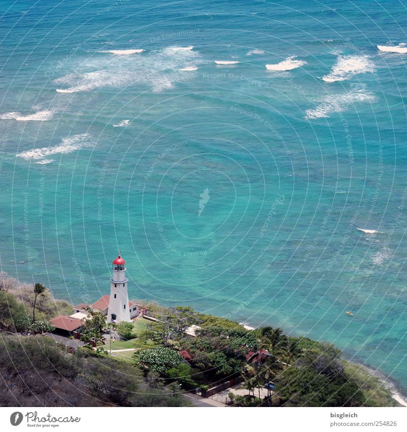 Hawaii I Summer vacation Ocean Waves Water Coast Pacific Ocean Honolulu USA Americas Deserted Lighthouse Beautiful Blue Far-off places Surf Colour photo