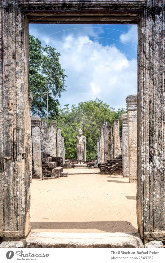 temple Manmade structures Old Monument Sri Lanka Statue Polonnaruwa Royal Palace Column Stone Culture Vacation & Travel Discover Colour photo Deserted