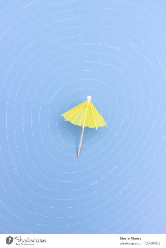 Yellow parasol on light blue Vacation & Travel Sun Sunbathing Sunshade Relaxation To enjoy Lie Illuminate Simple Positive Blue Virtuous Safety Protection Serene