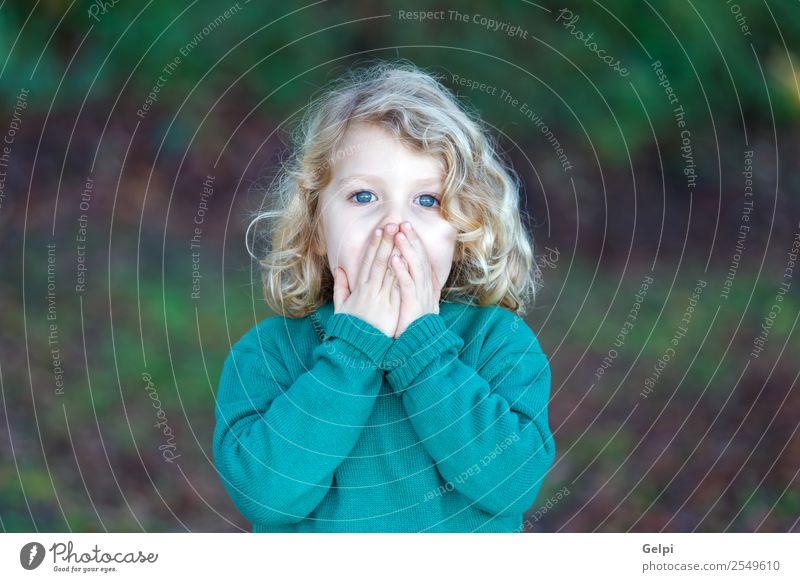 Small child with long blond hair enjoying of a sunny day Happy Beautiful Face Summer Child Human being Baby Boy (child) Man Adults Infancy Environment Nature