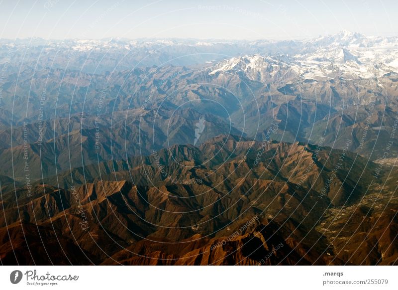 alpine Nature Earth Sky Horizon Climate change Beautiful weather Alps Mountain Peak Snowcapped peak Infinity Colour Structures and shapes Colour photo