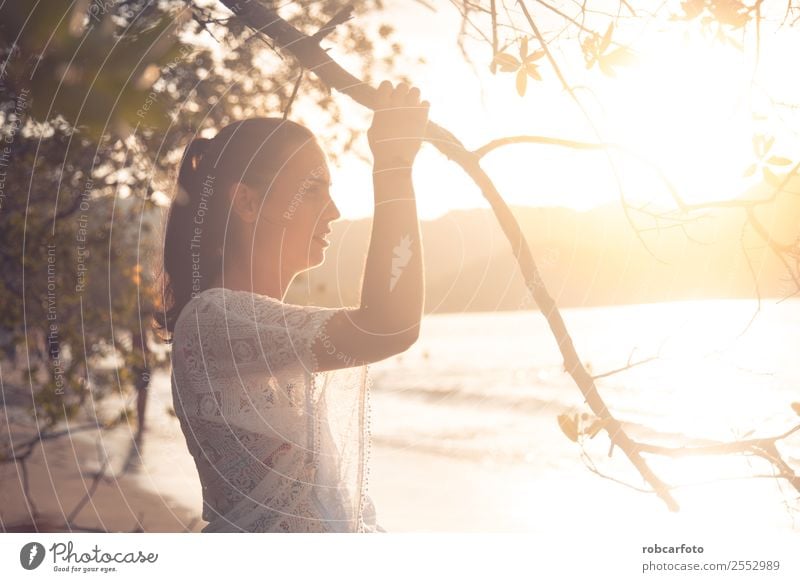 Woman looking at pacific ocean in Guanacaste Costa Rica Lifestyle Elegant Happy Beautiful Relaxation Leisure and hobbies Vacation & Travel Summer Beach Ocean