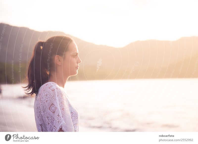 Woman looking at pacific ocean in Guanacaste Costa Rica Lifestyle Elegant Happy Beautiful Relaxation Leisure and hobbies Vacation & Travel Summer Beach Ocean