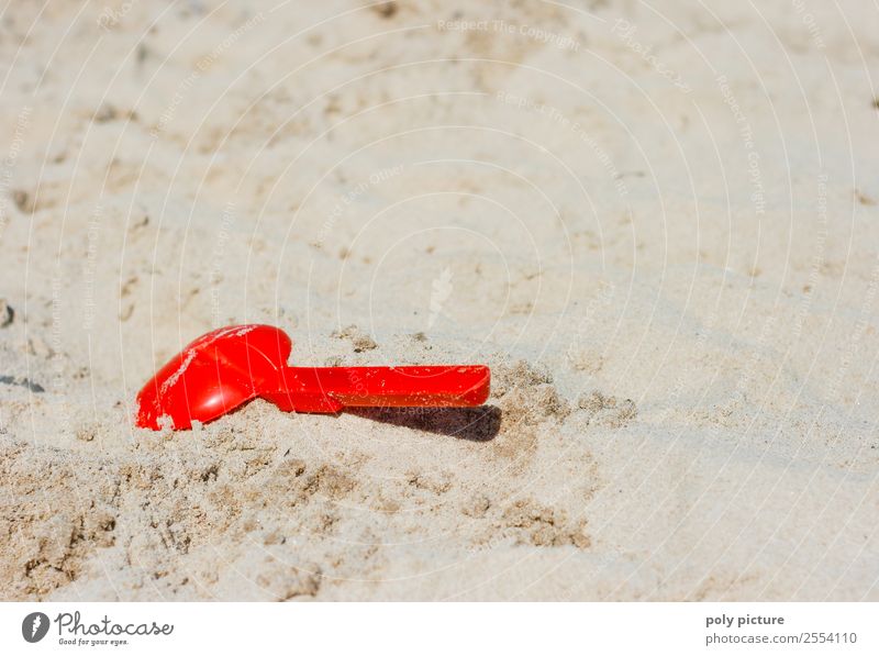 Red scoop in the beach sand Wellness Leisure and hobbies Playing Vacation & Travel Tourism Trip Adventure Far-off places Summer Summer vacation Sun Sunbathing