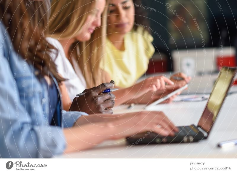 Young woman studying with laptop computer on white desk. Lifestyle Desk Table School Study Academic studies Work and employment Office Business Meeting Notebook