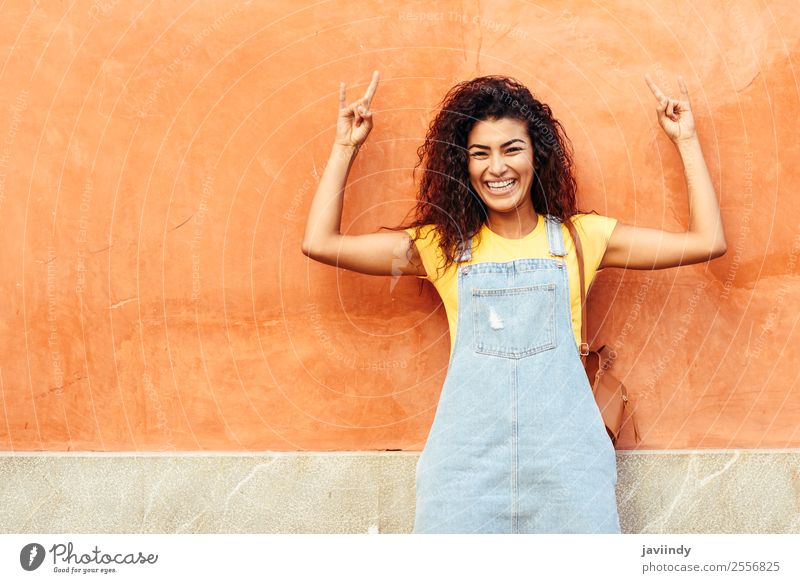 Funny black woman with black curly hairstyle Lifestyle Style Happy Beautiful Hair and hairstyles Face Tourism Human being Feminine Young woman