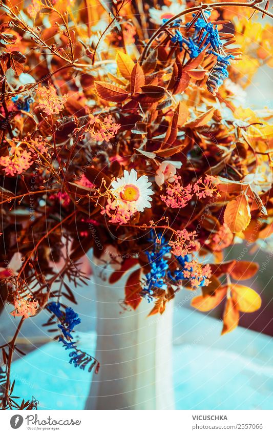 Autumn bouquet in vase Lifestyle Design Living or residing Interior design Decoration Flower Bouquet Simple Yellow Style Vase Still Life Arranged Autumnal