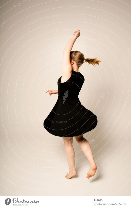 Turn around! Human being Feminine Young woman Youth (Young adults) Body 1 18 - 30 years Adults Fashion Dress Cloth Blonde Braids Movement Rotate Jump Dance