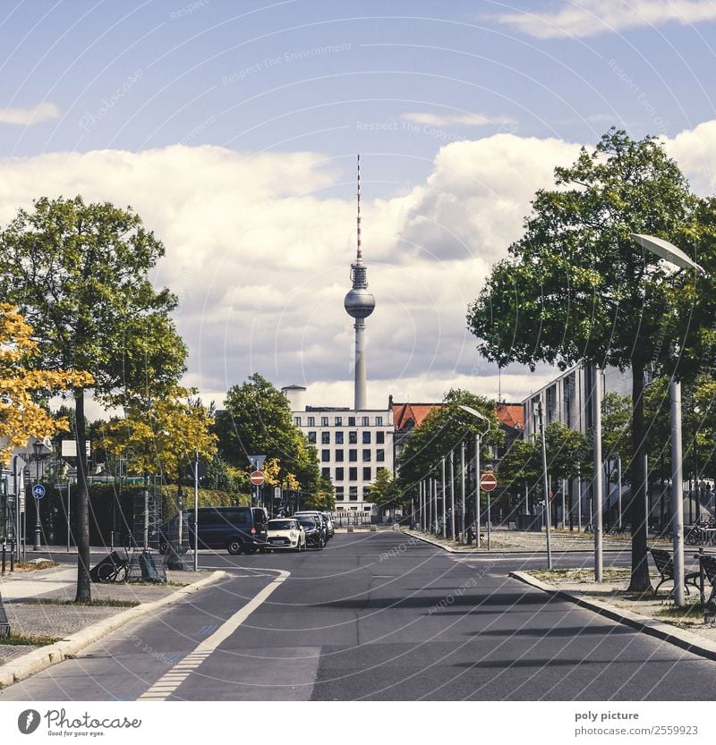 Berlin government district with a view of the television tower Weather Beautiful weather Capital city Downtown Antenna Tourist Attraction Landmark Identity