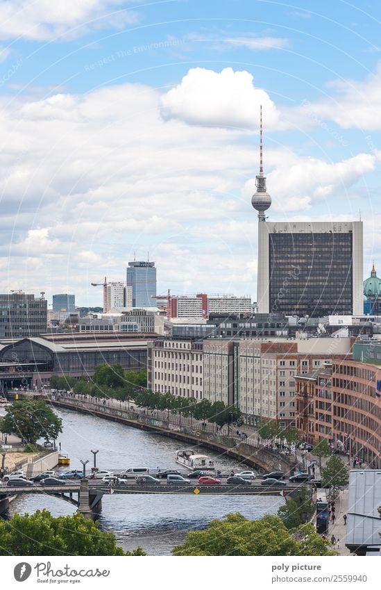 Berlin city centre Sun Summer Autumn Beautiful weather Capital city Downtown Old town Populated Train station Building Architecture Tourist Attraction Landmark