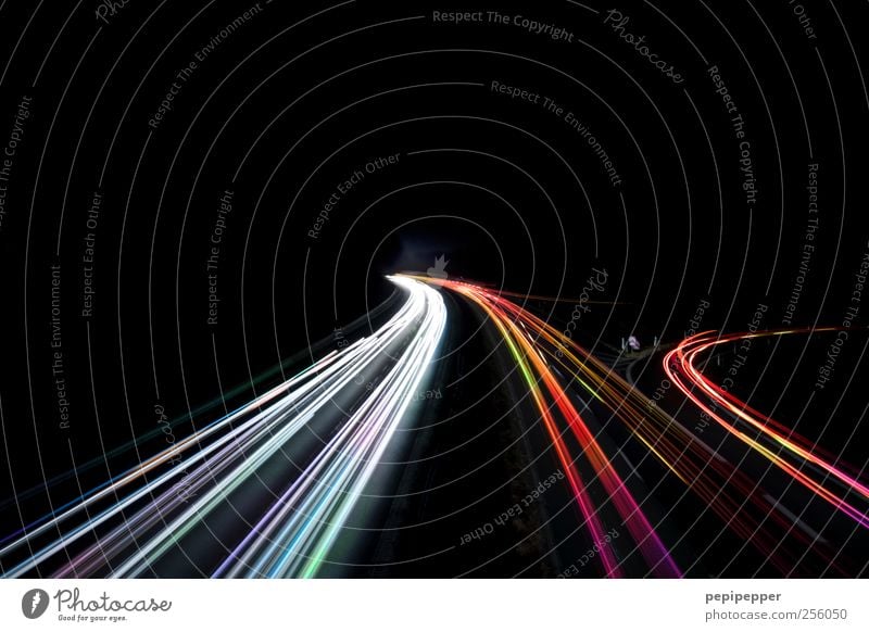 data highway Internet Transport Traffic infrastructure Road traffic Motoring Highway Vehicle Movement Illuminate Multicoloured Exterior shot Experimental