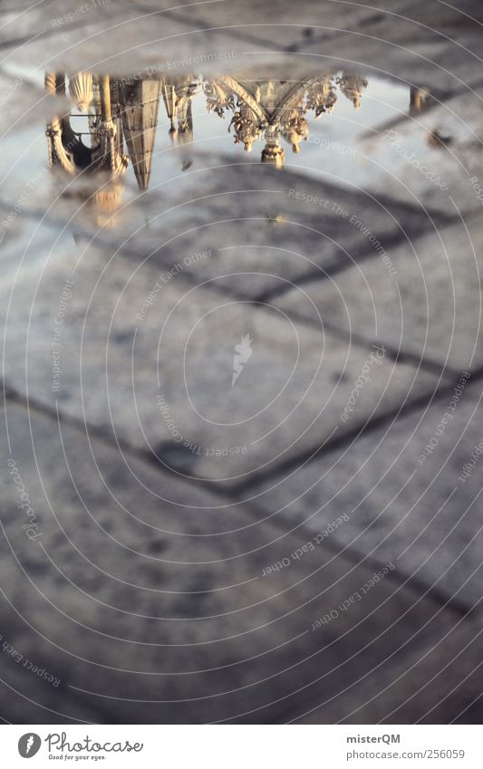 St. Mark's Square I Art Sculpture Esthetic Puddle Reflection Venice St. Marks Square Basilica San Marco Perspective Above Under Ground Paving stone Sandstone