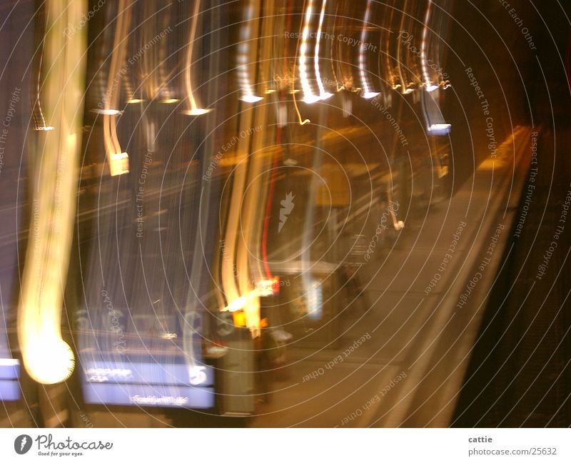 A train to nowhere Deserted Railroad Railroad tracks Gloomy Night shot Strip of light Station Wait Train travel Transport Train station arc Screen