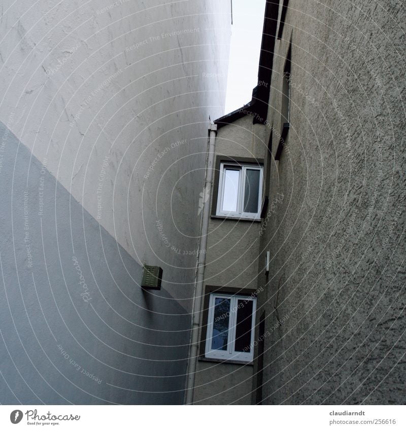 confinement Village Town Deserted House (Residential Structure) Building Wall (barrier) Wall (building) Window Roof Eaves Dark Gloomy Gray Narrow Space-saving