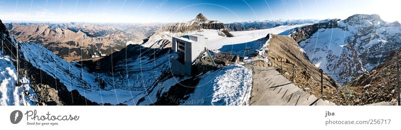 Glacier 3000 180° Harmonious Tourism Trip Winter Snow Mountain Sporting Complex Ski resort Nature Beautiful weather Rock Alps Snowcapped peak Top terminal