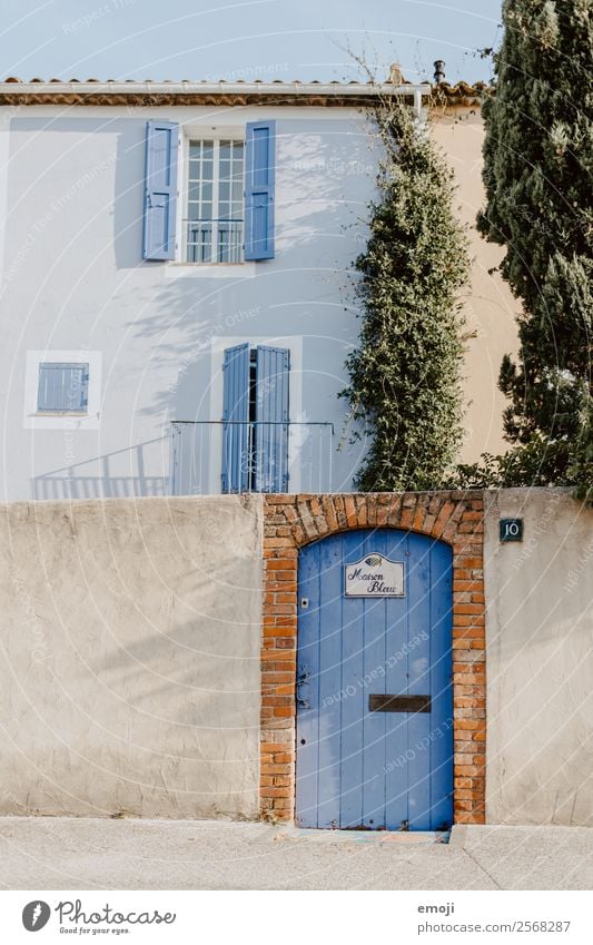 Côte d'Azur Small Town House (Residential Structure) Detached house Wall (barrier) Wall (building) Facade Window Door Maritime Blue Mediterranean Cote d'Azur