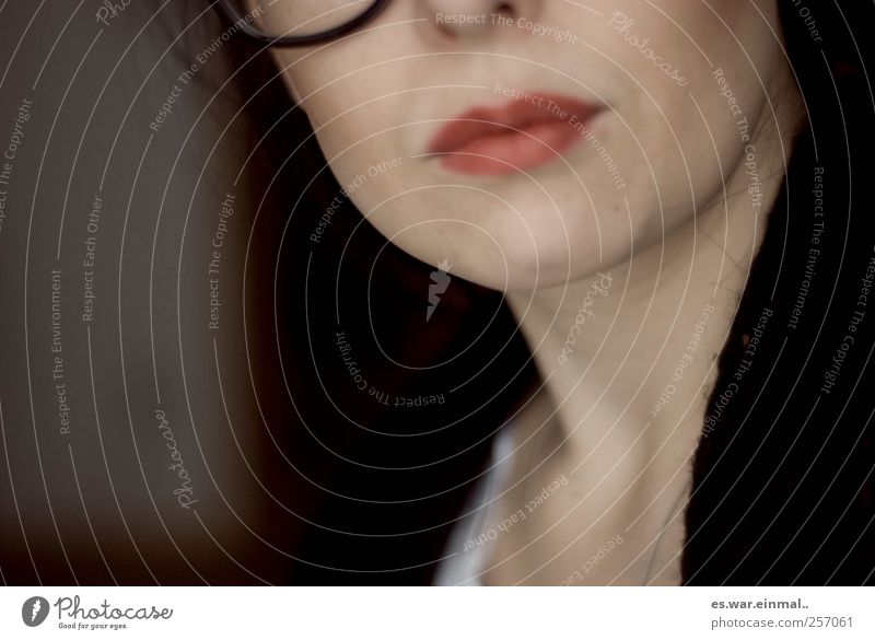 smart woman. Feminine Mouth Lips Think Communicate Looking Eyeglasses Person wearing glasses Success Smart Erudite Beautiful Colour photo Woman Woman`s mouth