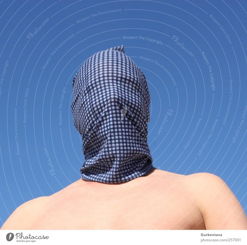 BLUE HELMET Carnival Human being Masculine Man Adults Chest 1 Cloth Helmet Headscarf Blue Bank heist Terror Terrorist Terrorism Masked Protective headgear