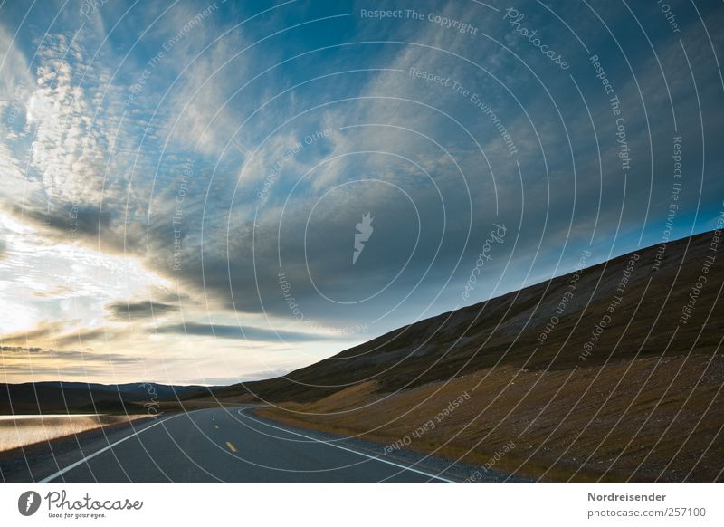 Dark Band Senses Calm Far-off places Freedom Landscape Elements Water Clouds Summer Climate Beautiful weather Hill Lake Transport Traffic infrastructure