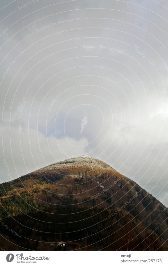 sugar loaf Environment Nature Sky Clouds Autumn Climate Climate change Bad weather Snowfall Forest Hill Mountain Peak Snowcapped peak Threat Natural